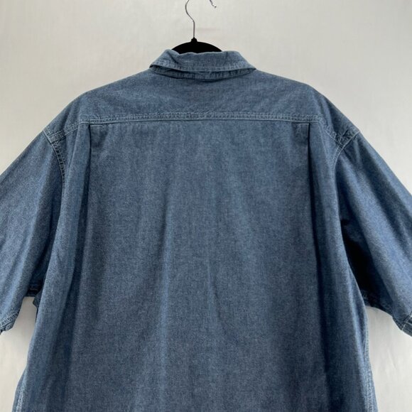 Big Mac Workwear Shirt Mens Sz XL Short Sleeve Button Up Collared Chambray Blue - Picture 7 of 12